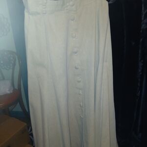 Chic Beige Button-Front A-Line Skirt